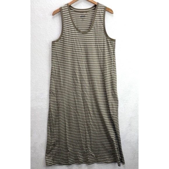 Pact Women's Organic Cotton Softspun Coast Mesa Stripe Midi Dress Size Large - Picture 3 of 8